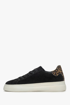 Animal-Print-Sneaker für Damen: Estro, schwarze italienisches Velours.