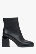 Schwarze Damen-Stiefelette aus Echtleder mit Blockabsatz und leichter Fütterung Estro ER00115875.