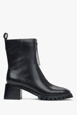 Schwarze Damen-Stiefelette aus Echtleder mit flachem Absatz Estro ER00115899.
