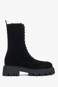 Schwarze Damen-Stiefelette aus edlem italienischem Velours Estro ER00117936.