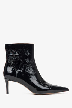 Schwarze Damen-Stiefelette aus Lackleder mit elegantem Stiletto Estro ER00115884.