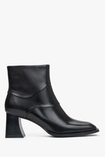 Schwarze Damen-Stiefelette aus Leder mit stabilem Absatz ER00115900.