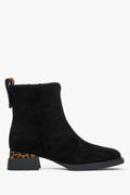 Schwarze Damen-Stiefelette aus Velours mit elegantem Leoparden-Akzent Estro ER00115957.