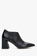 Schwarze Damen-Stiefelette mit spitzer Kappe und stabilem Blockabsatz Estro ER00115907.
