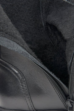 Damen-Stiefeletten in Schwarz von Estro – Nahaufnahme des Futters.