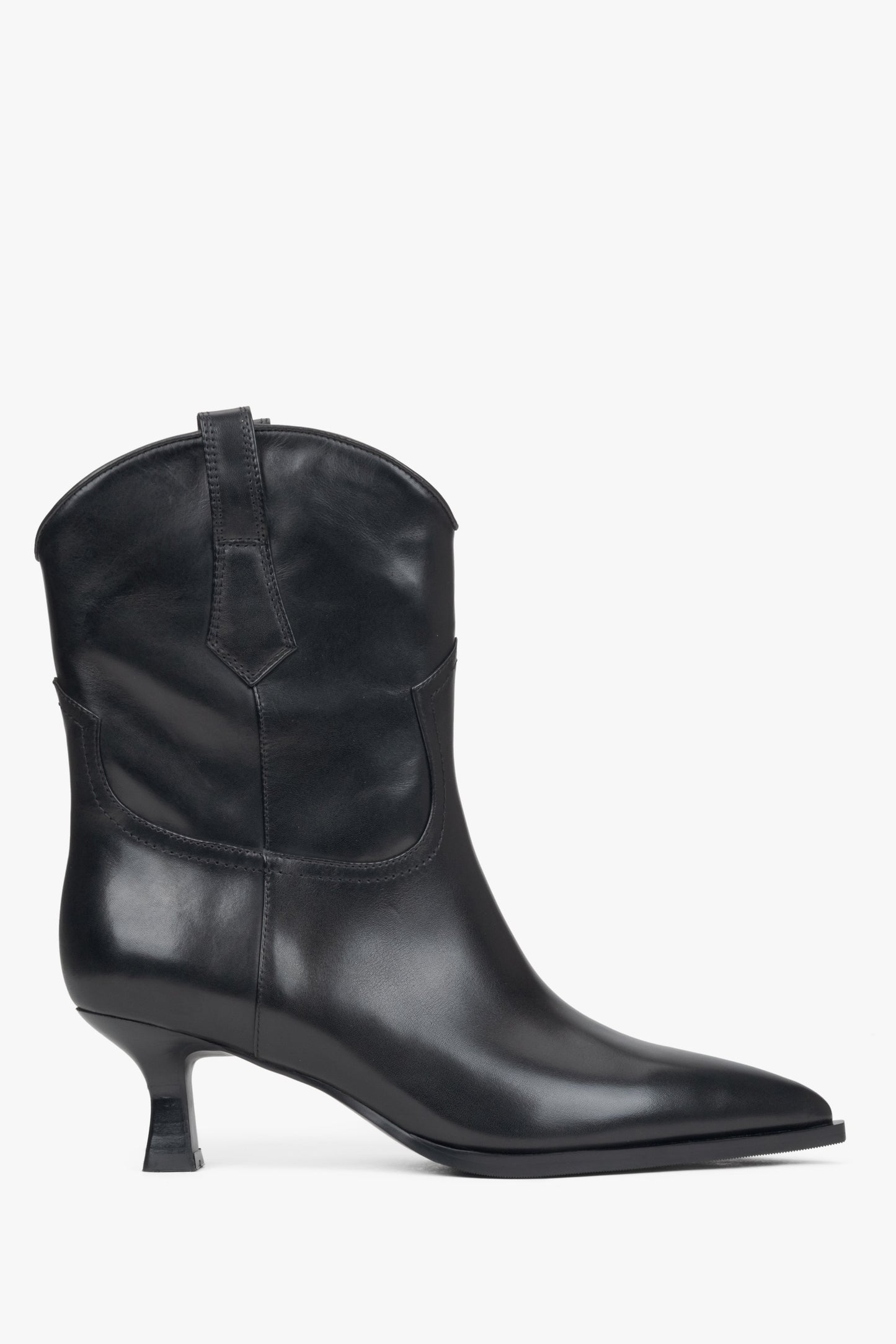 Klassische Damen-Stiefeletten aus glattem schwarzem Leder, Estro ER00116136