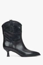 Klassische Damen-Stiefeletten aus glattem schwarzem Leder, Estro ER00116136