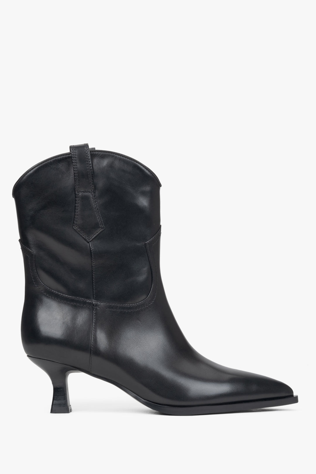 Klassische Damen-Stiefeletten aus glattem schwarzem Leder, Estro ER00116136