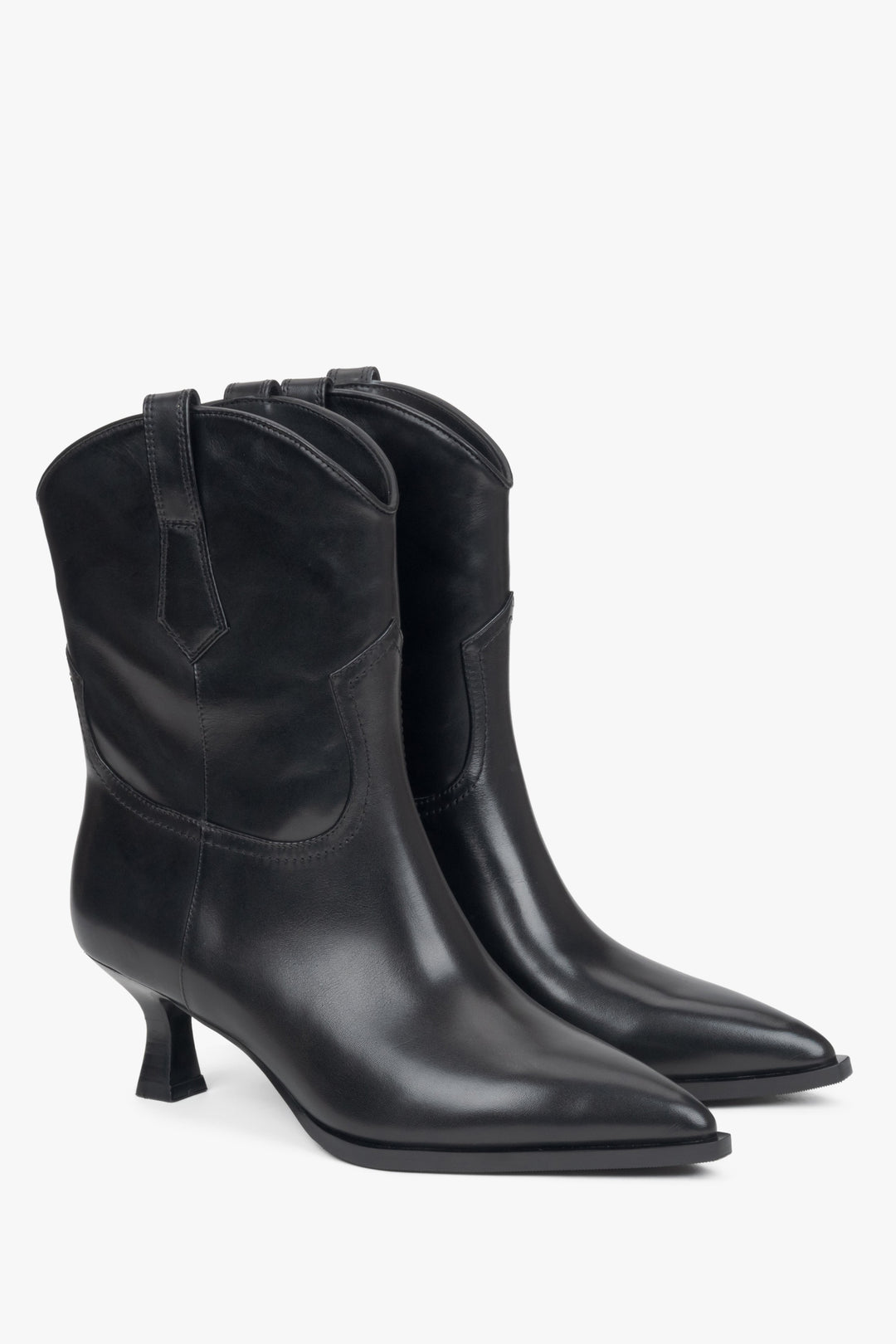 Schwarze Estro-Stiefeletten mit schmaler Zehenform, Estro ER00116136
