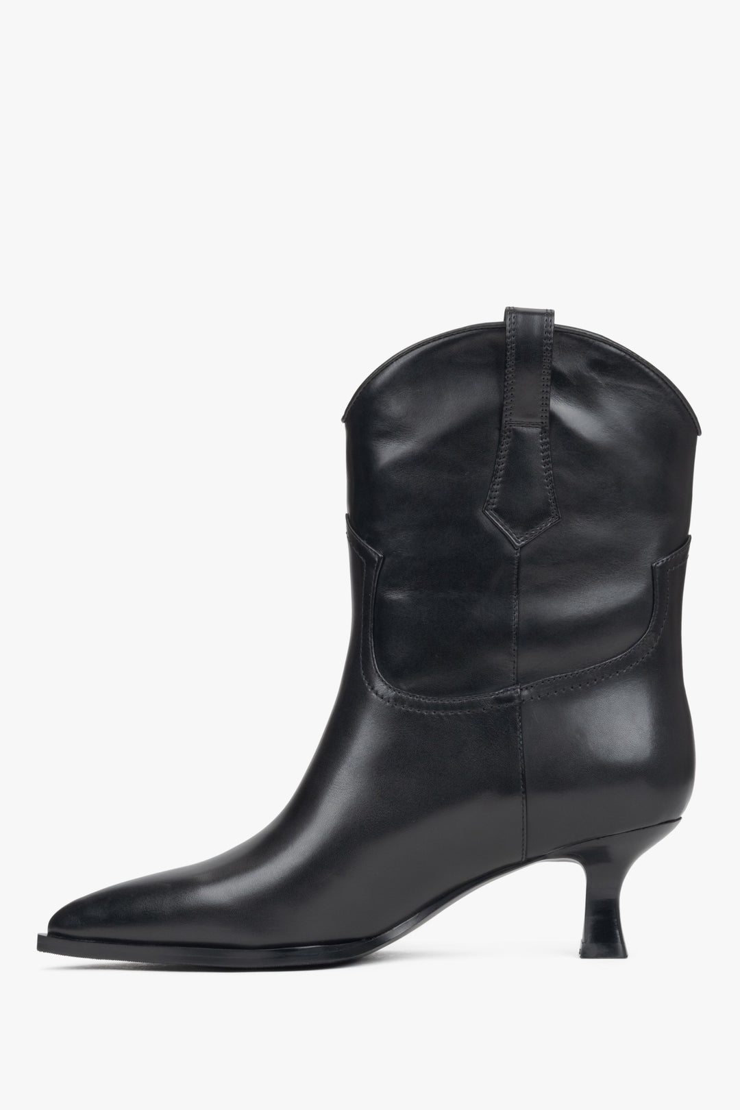 Damen-Stiefeletten aus schwarzem Leder mit feiner Spitze, Estro ER00116136
