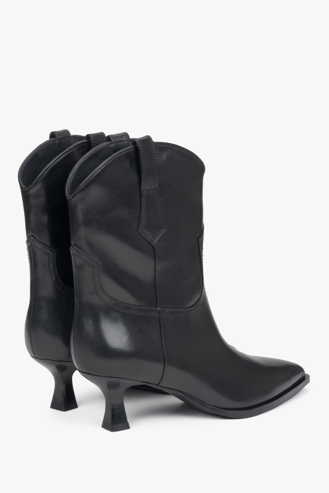 Schwarze Damen-Stiefeletten aus Leder mit spitzer Zehenpartie, Estro ER00116136