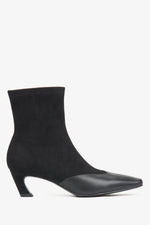 Damenstiefeletten in Schwarz mit niedrigem Absatz aus weichem Textil und Leder Estro ER00116170.