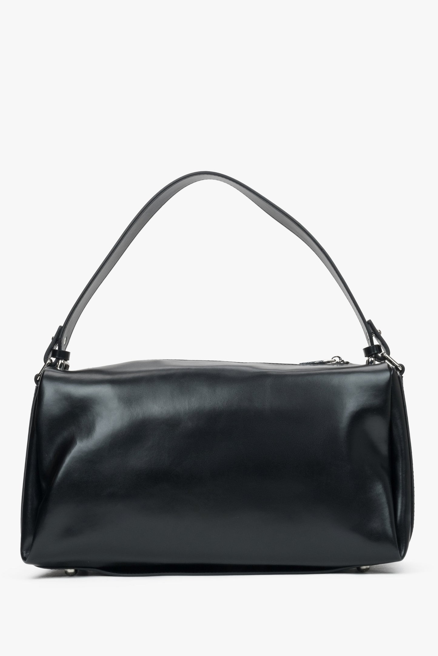 Schwarze Damen-Umhängetasche aus echtem Leder Estro ER00116606.