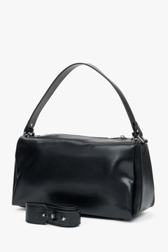 Elegante schwarze Damen-Umhängetasche von Estro aus hochwertigem Naturleder.