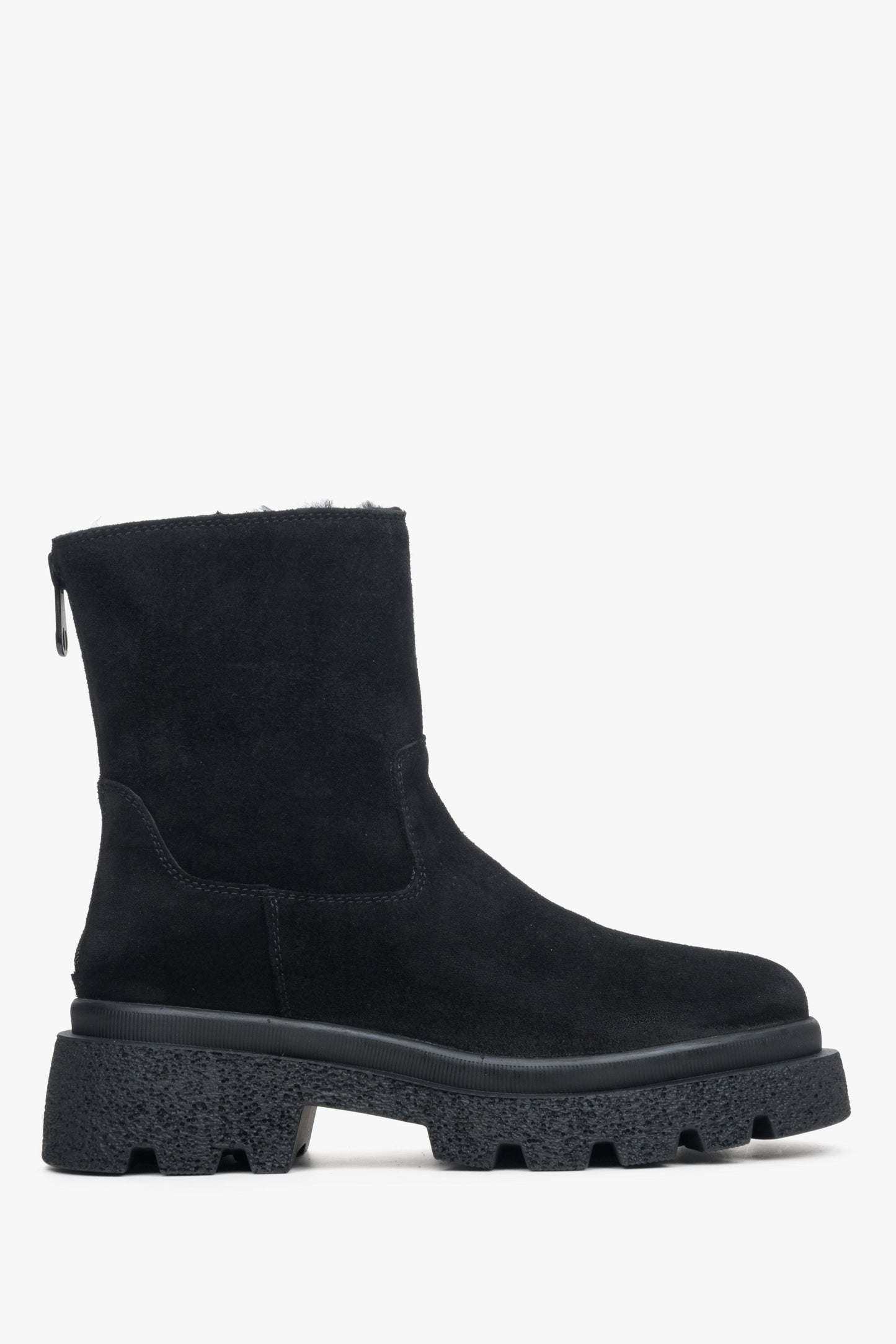Schwarze Damen-Winterstiefelette aus Velours Estro ER00113908.