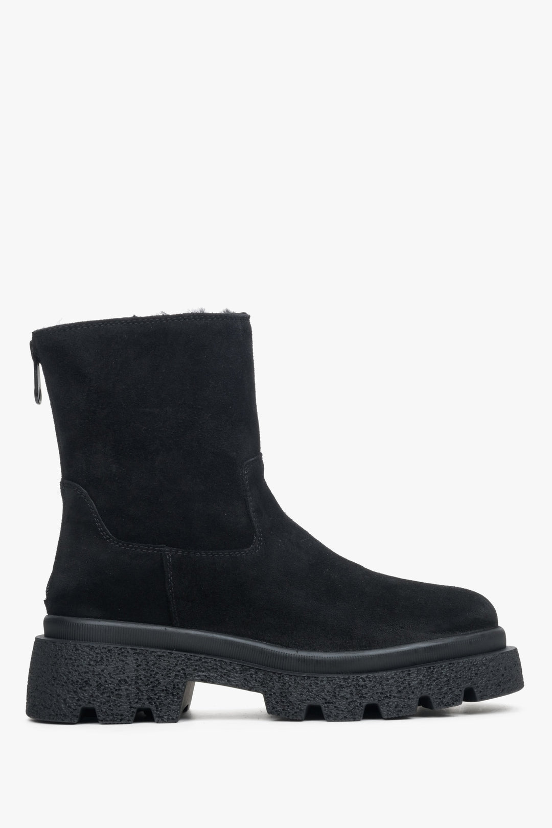 Schwarze Damen-Winterstiefelette aus Velours Estro ER00113908.