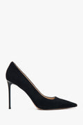 Schwarze Damenpumps aus echtem Veloursleder mit spitzer Schuhspitze. Estro ER00117236