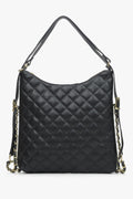 Schwarze gesteppte Damen-Schultertasche aus edlem italienischem Echtleder Estro ER00114311.