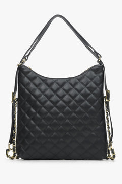 Schwarze gesteppte Damen-Schultertasche aus edlem italienischem Echtleder Estro ER00114311.