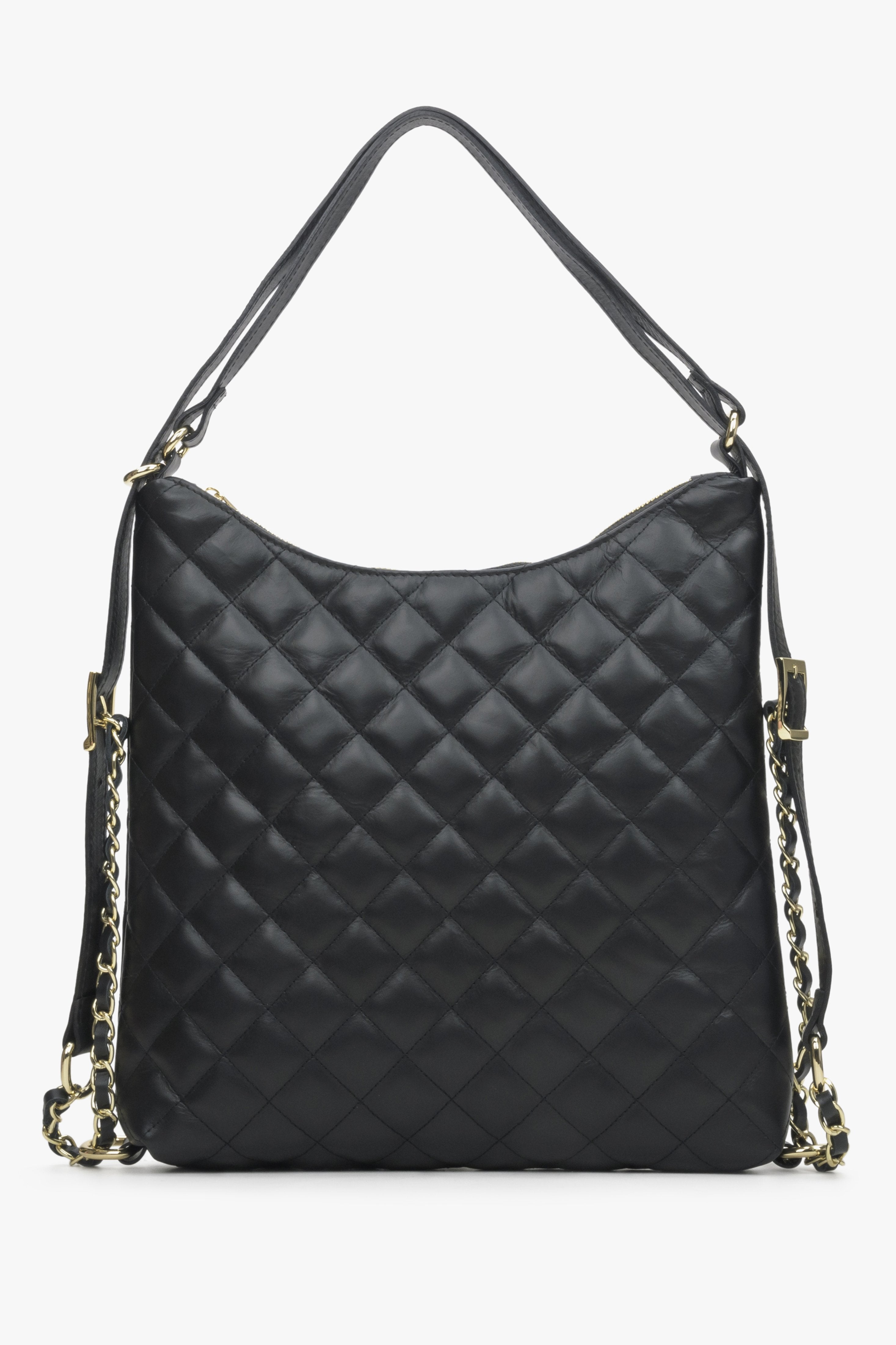 Schwarze gesteppte Damen-Schultertasche aus edlem italienischem Echtleder Estro ER00114311.