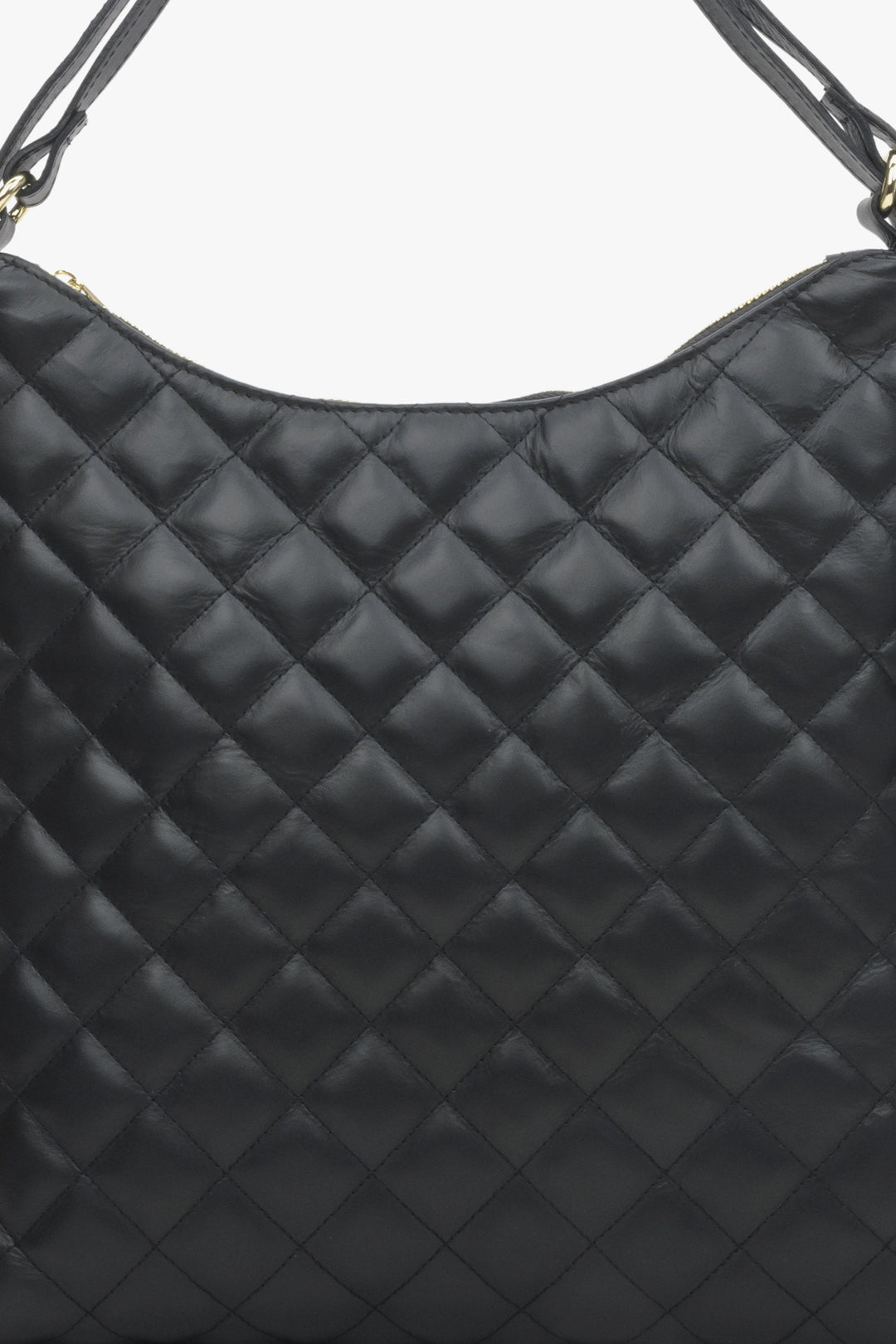 Gesteppte schwarze Ledertasche für Damen.