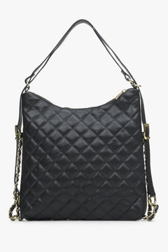Schwarze Damenhandtasche aus echtem Leder von Estro mit Steppung.