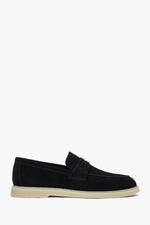 Schwarze Herren Loafer aus italienischem Echtvelours Estro ER00117291.