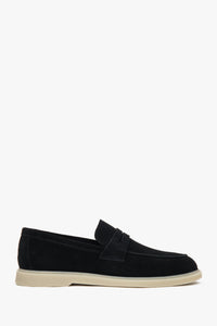 Schwarze Herren Loafer aus italienischem Echtvelours Estro ER00117291.
