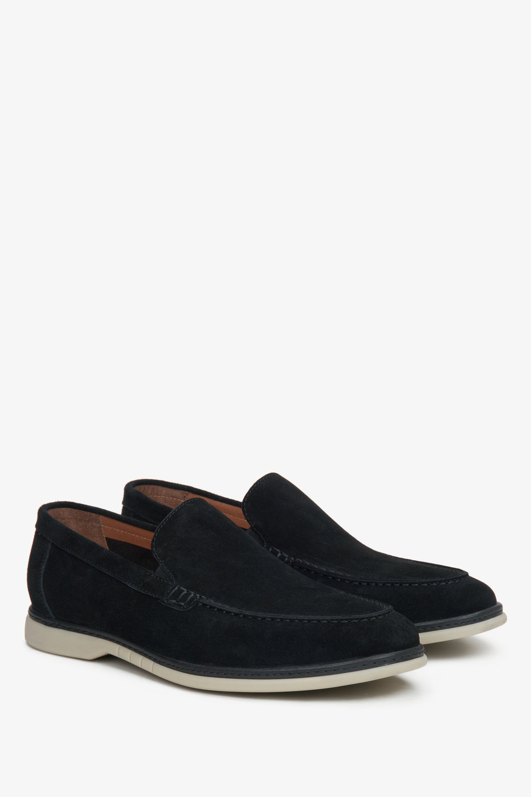 Schwarze Herren-Loafer aus echtem Veloursleder Estro ER00114795.