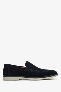 Schwarze Herren-Loafer aus echtem Veloursleder von Estro.