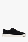 Schwarze Herren Low Top Sneaker aus italienischem Echtvelours Estro ER00117126.