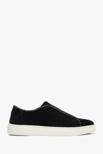 Schwarze Herren Low Top Sneaker aus italienischem Echtvelours Estro ER00117126.