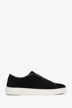Schwarze Herren Low Top Sneaker aus italienischem Echtvelours Estro ER00117126.