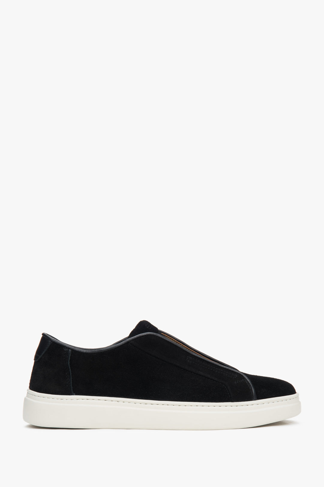 Schwarze Herren Low Top Sneaker aus italienischem Echtvelours Estro ER00117126.