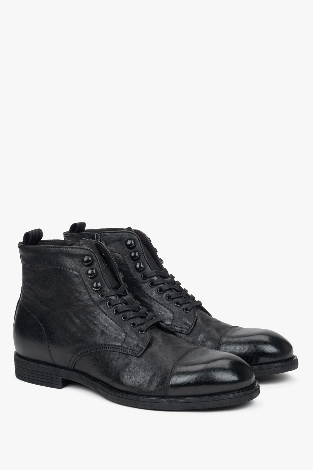 Schwarze Herren-Schnürstiefeletten aus Leder von Estro.
