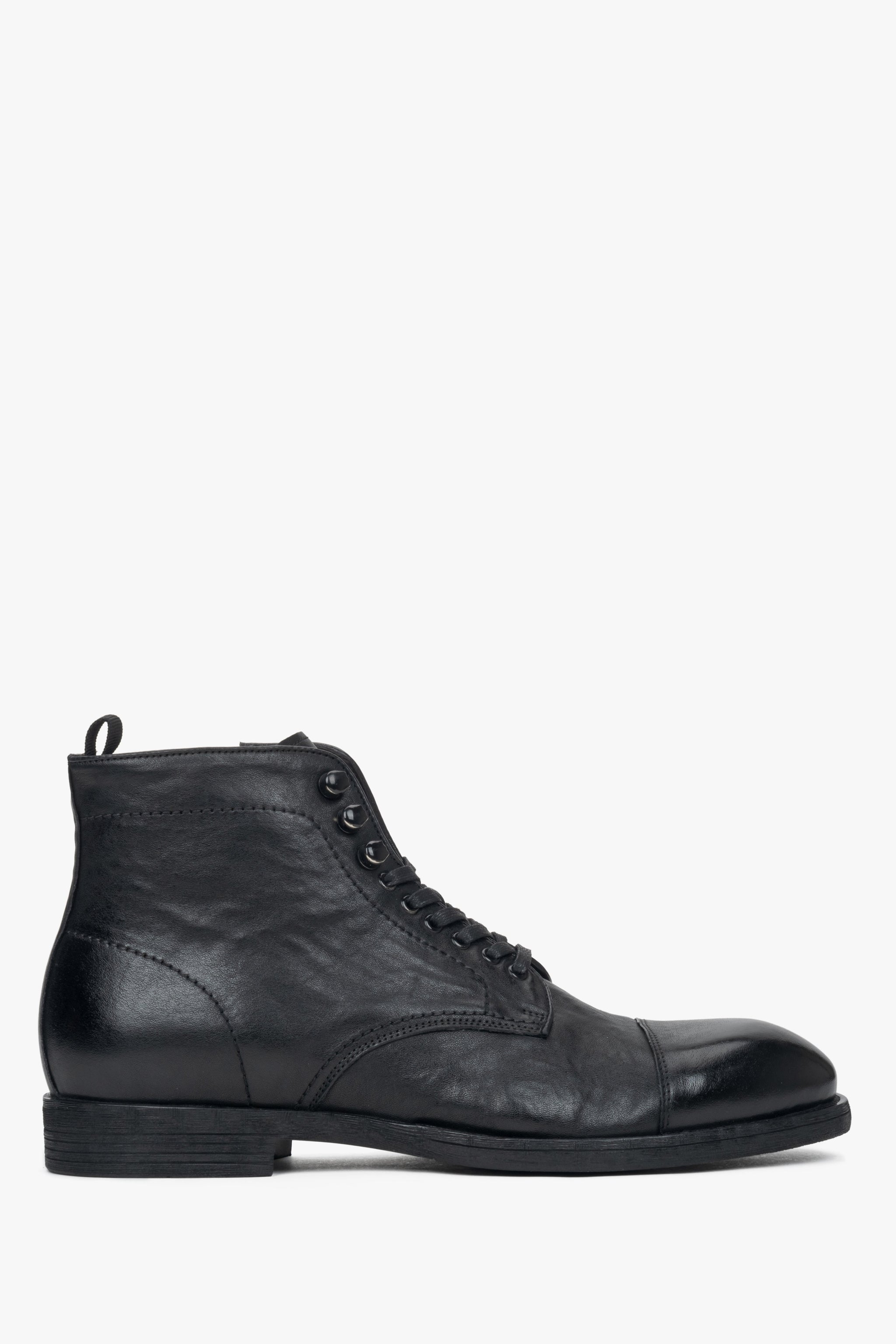 Schwarze Herren-Schnürstiefeletten aus Echtem Leder Estro ER00116160.