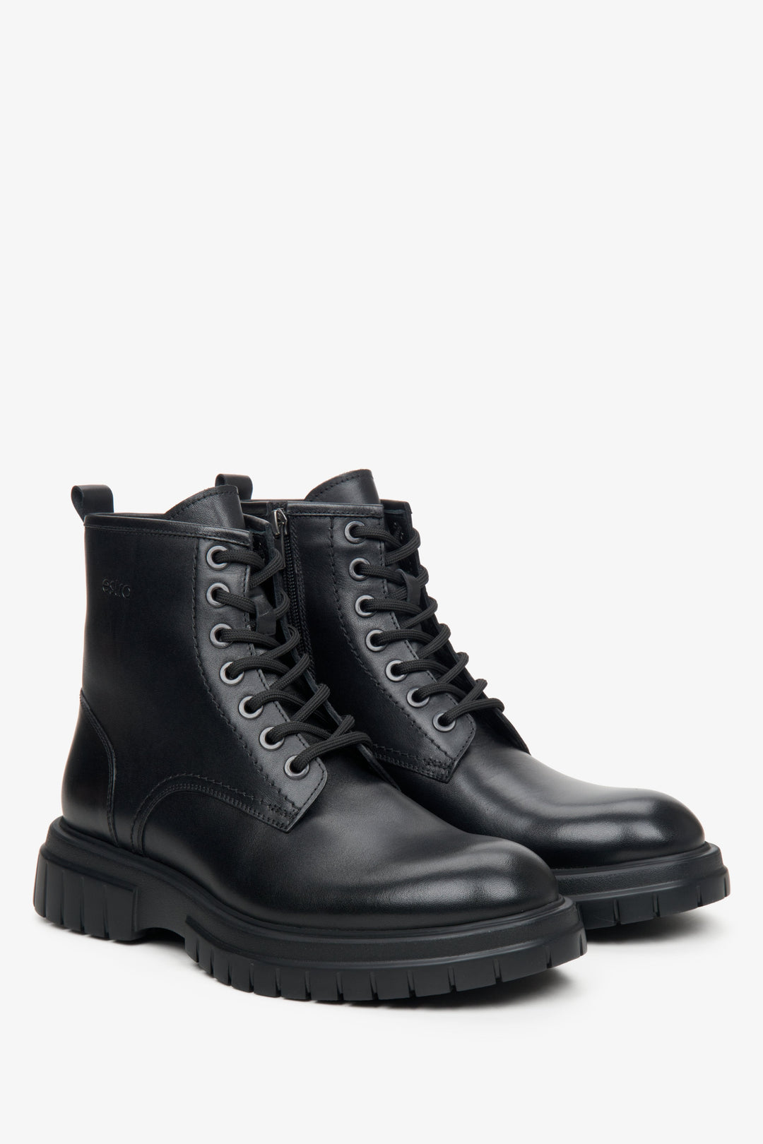 Schwarze Herren-Stiefelette aus echtem Leder Estro ER00114070.