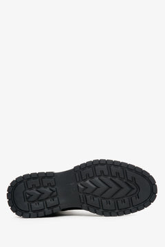 Schwarze Herren-Stiefeletten aus Leder für den Herbst von Estro – Nahaufnahme der Sohle.
