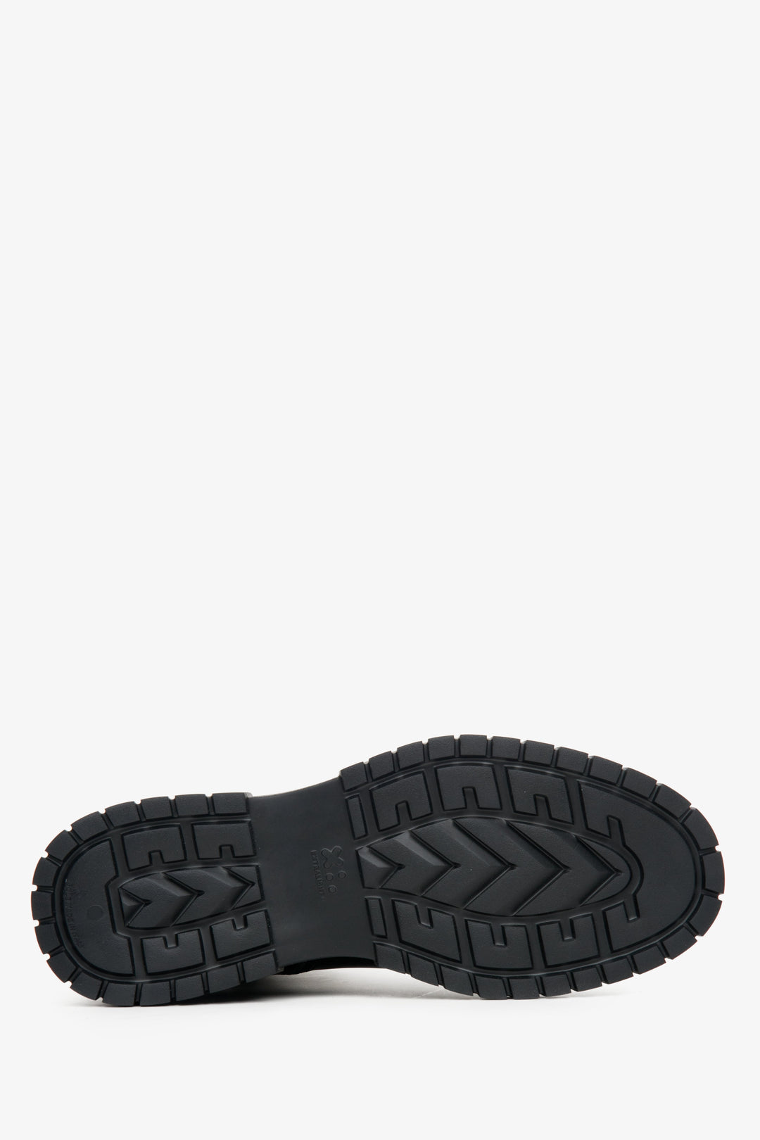 Schwarze Herren-Stiefeletten aus Leder für den Herbst von Estro – Nahaufnahme der Sohle.