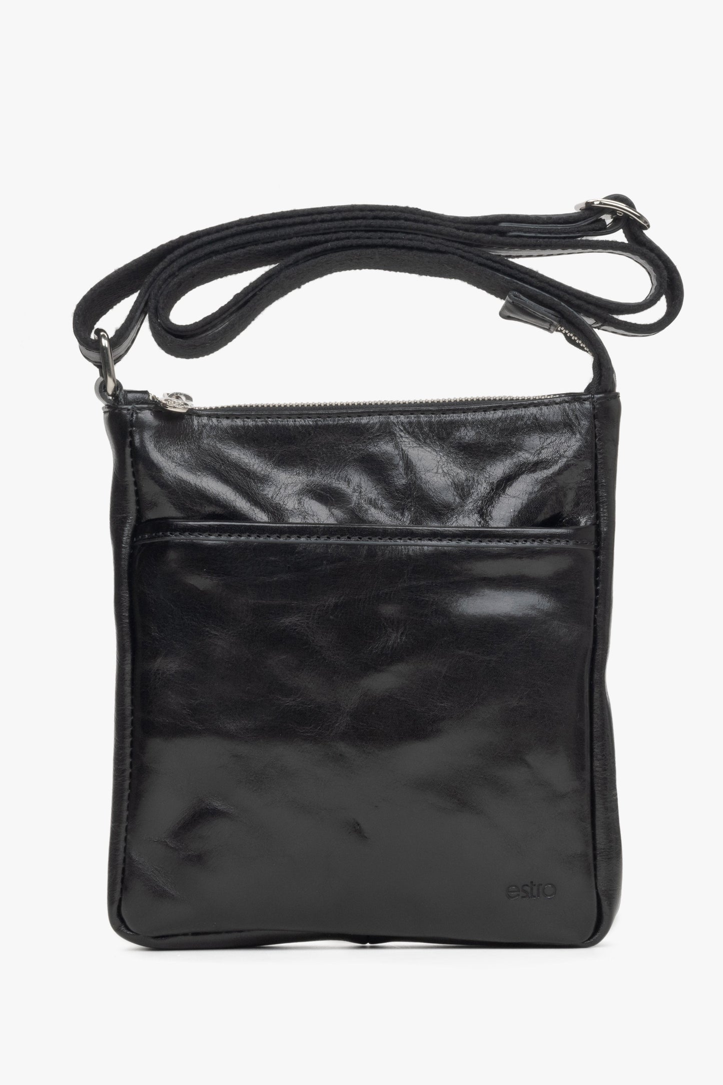 Schwarze Herren-Umhängetasche aus edlem italienischem Leder Estro ER00115170.