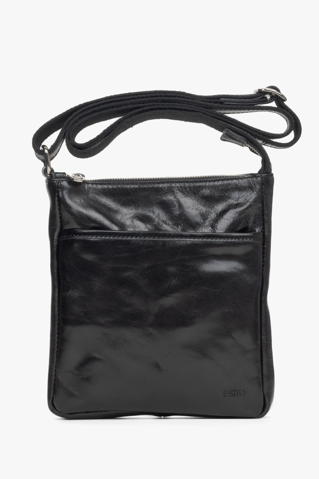 Schwarze Herren-Umhängetasche aus edlem italienischem Leder Estro ER00115170.