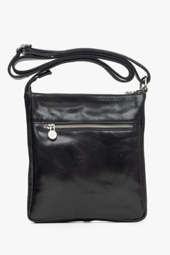 Stilvolle kleine schwarze Herren-Schultertasche aus hochwertigem italienischem Naturleder von Estro.