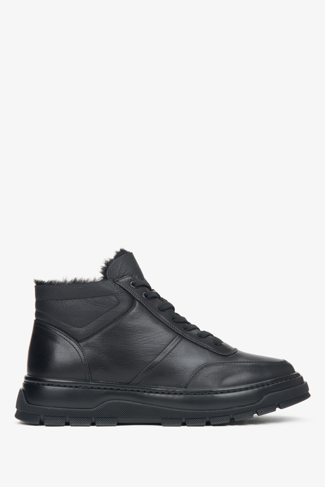 Schwarze Herren-Winterstiefelette mit warmer Fell-Isolierung Estro ER00116133.