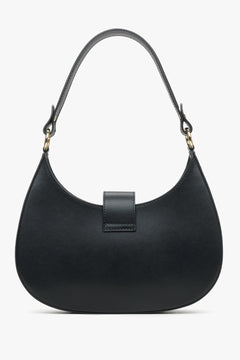 Damen-Lederhandtasche von Estro in Schwarz – Rückseite.