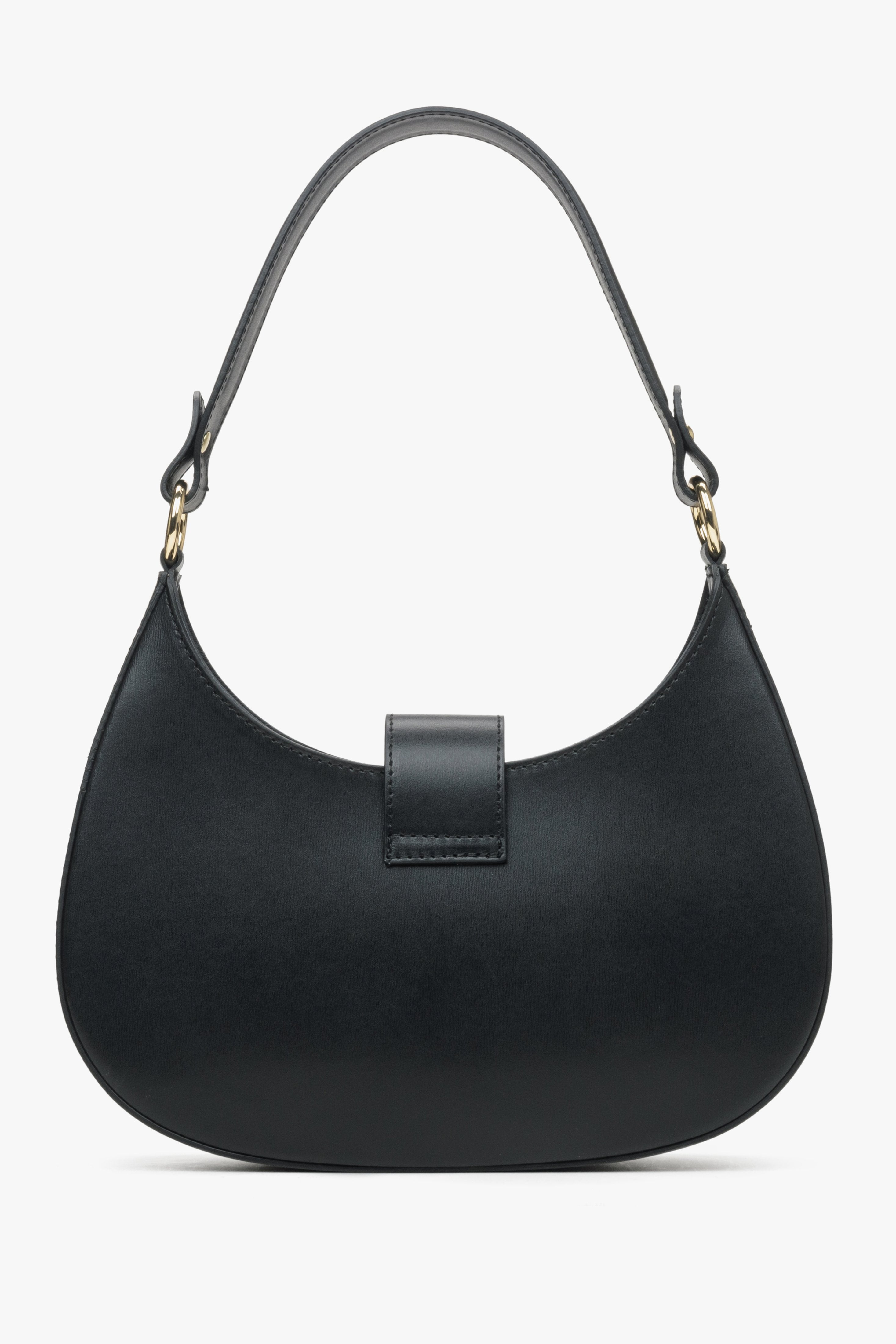 Damen-Lederhandtasche von Estro in Schwarz – Rückseite.
