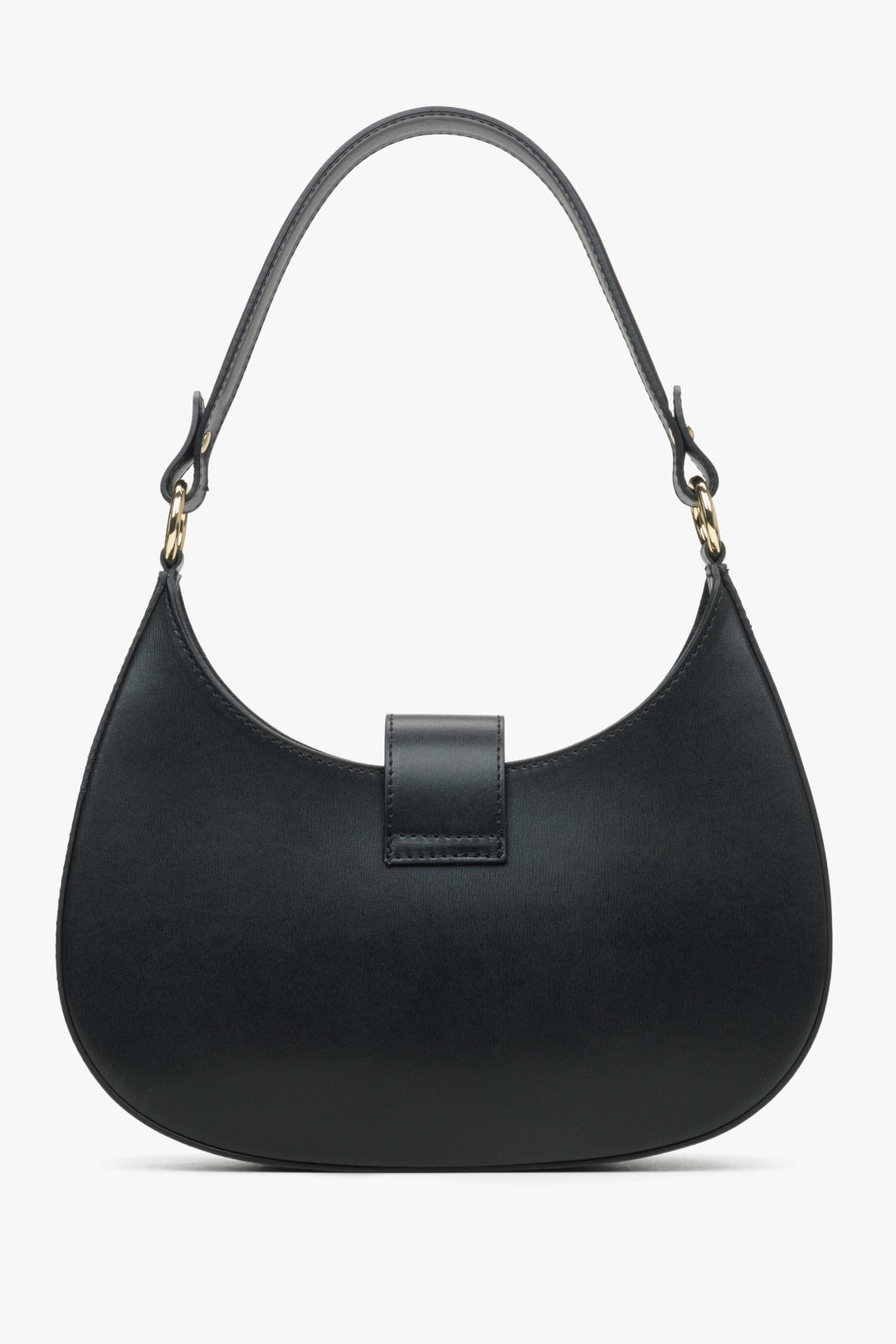 Damen-Lederhandtasche von Estro in Schwarz – Rückseite.