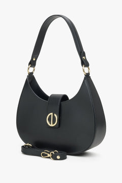 Schwarze Damenhandtasche von Estro aus echtem italienischem Leder.