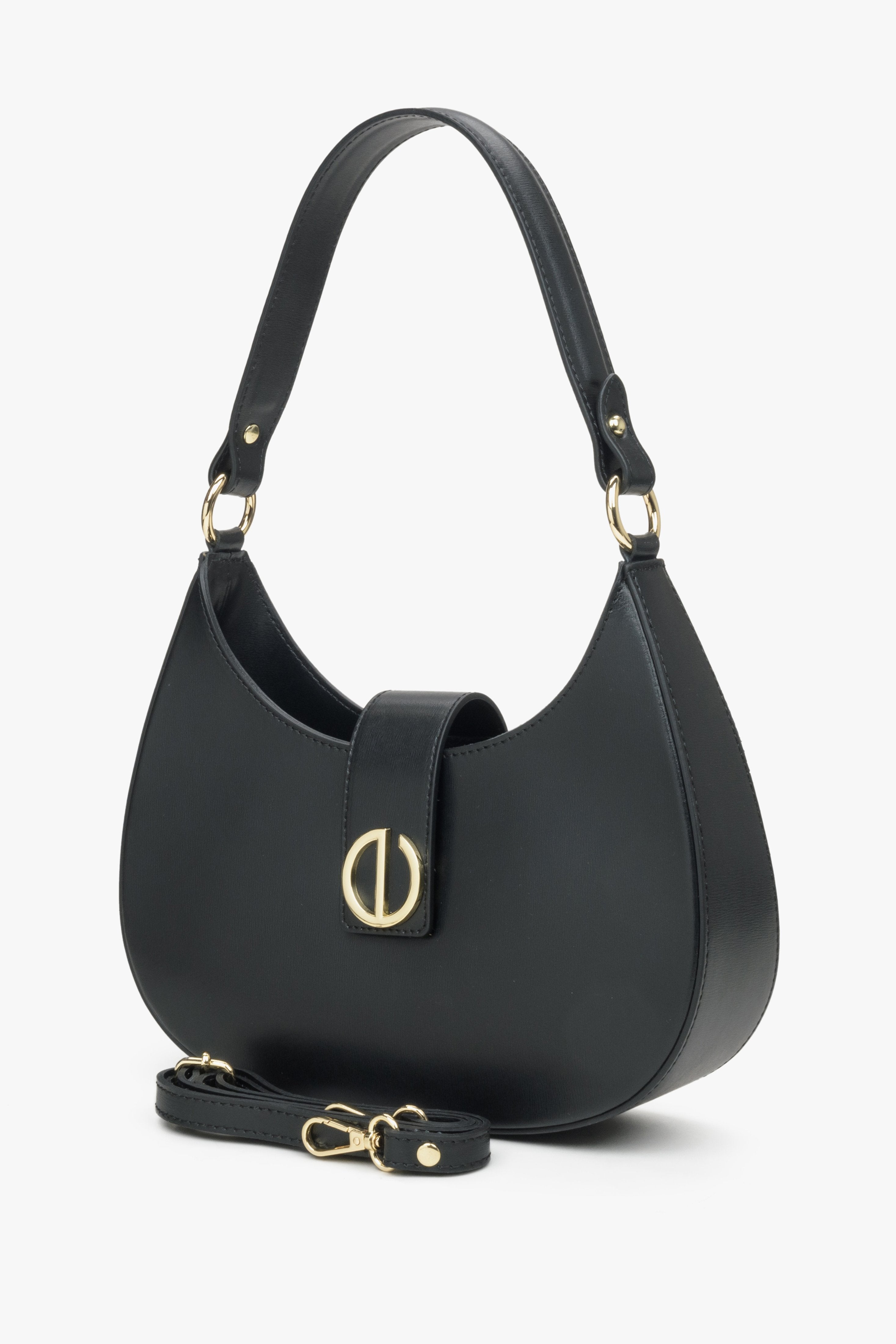 Schwarze Damenhandtasche von Estro aus echtem italienischem Leder.