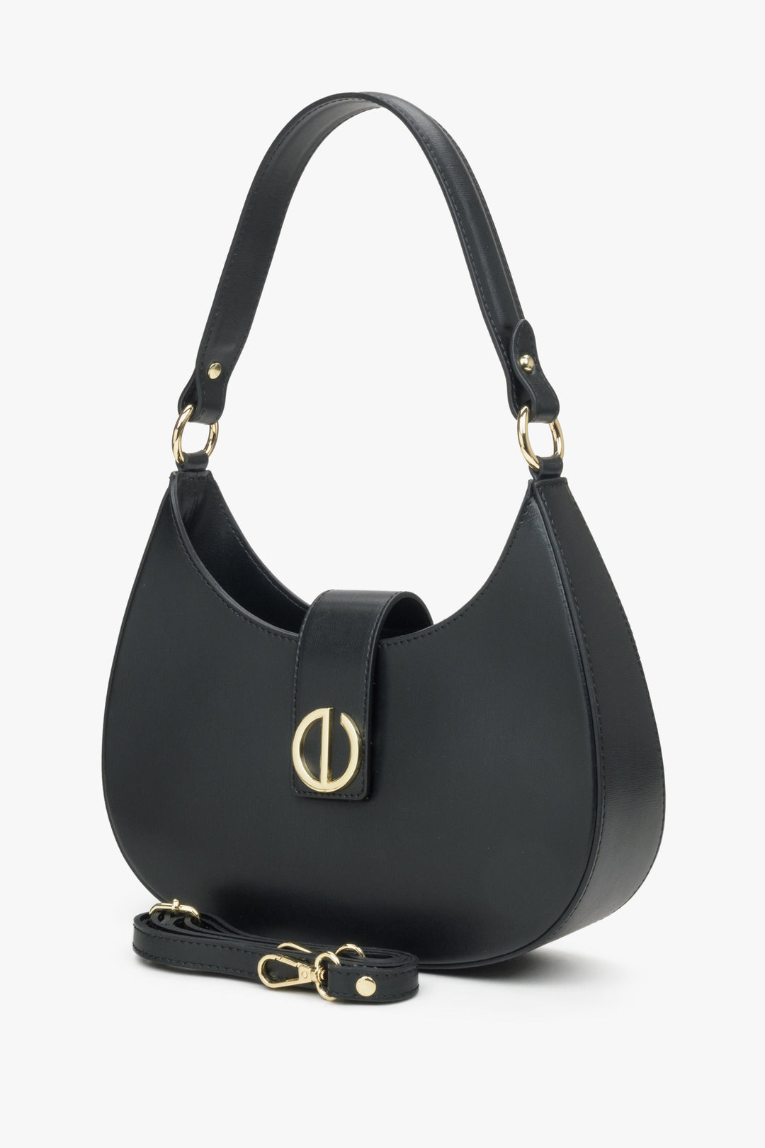 Schwarze Damenhandtasche von Estro aus echtem italienischem Leder.