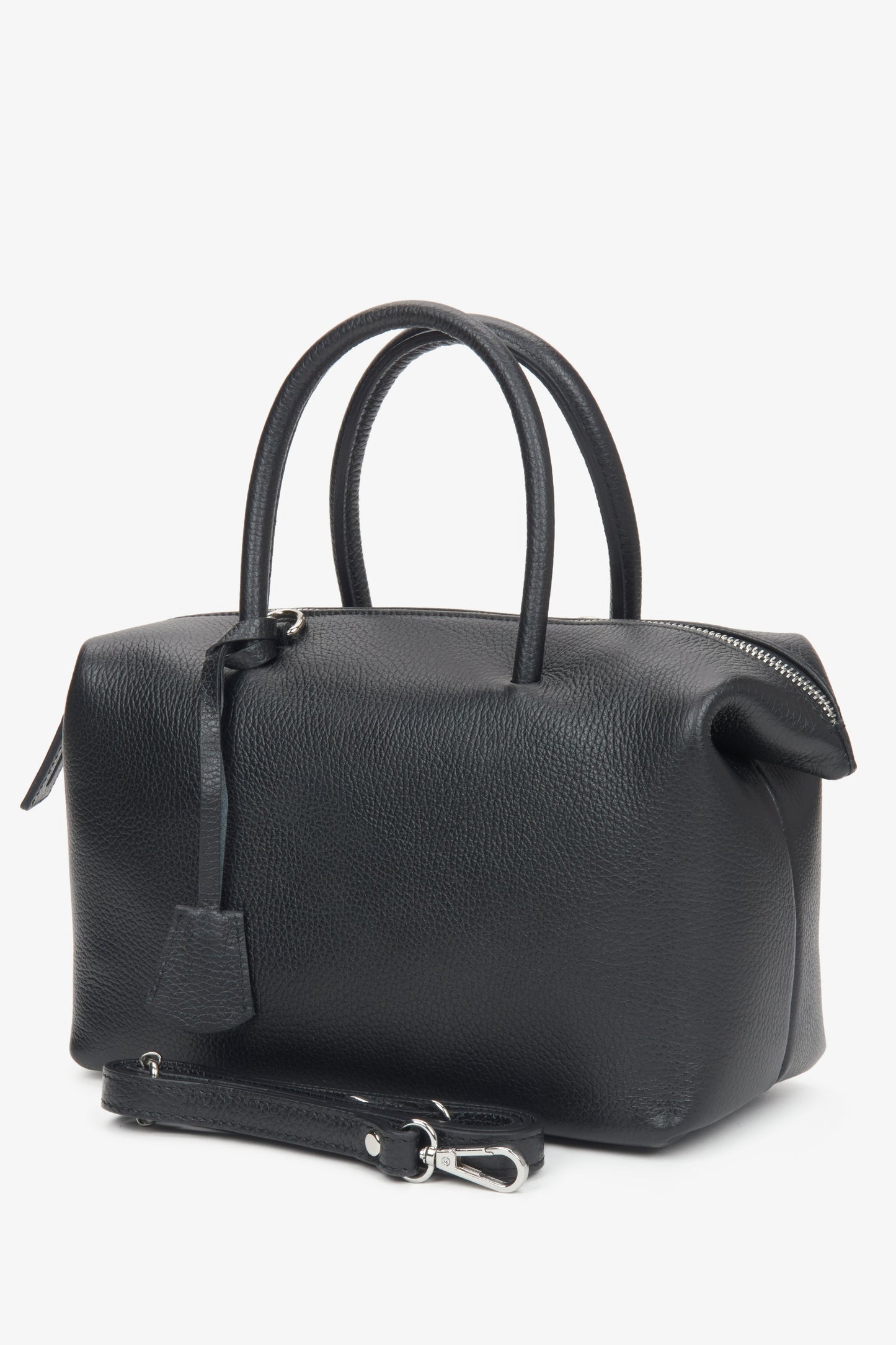 Schwarze italienische Leder-Satchel für Damen Estro ER00116699.